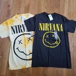 Vintage Nirvana T-Shirts Bundle - Size Small (Yellow Tie-Dye & Black)